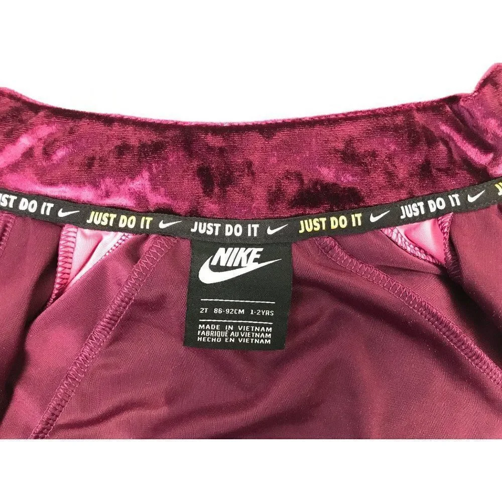 Nike Toddler Dark Pink Velour Zip Front Logo Jacket Size 2T